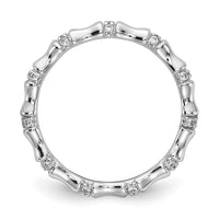 14k White Gold Diamond Fancy Bamboo Ring