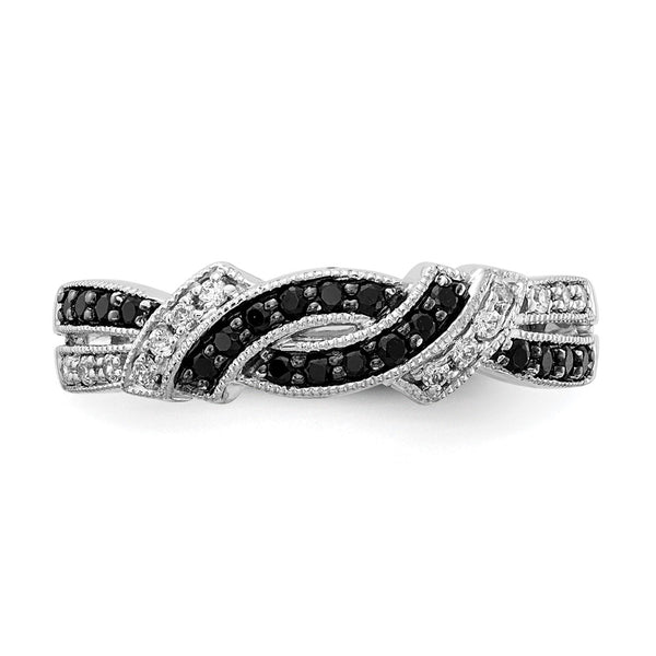 14k White Gold w/Black Rhodium White and Black Diamond Ring