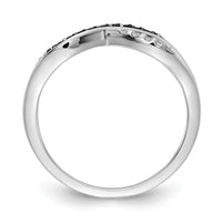 14k White Gold w/ Black and White Diamond Crisscross Ring