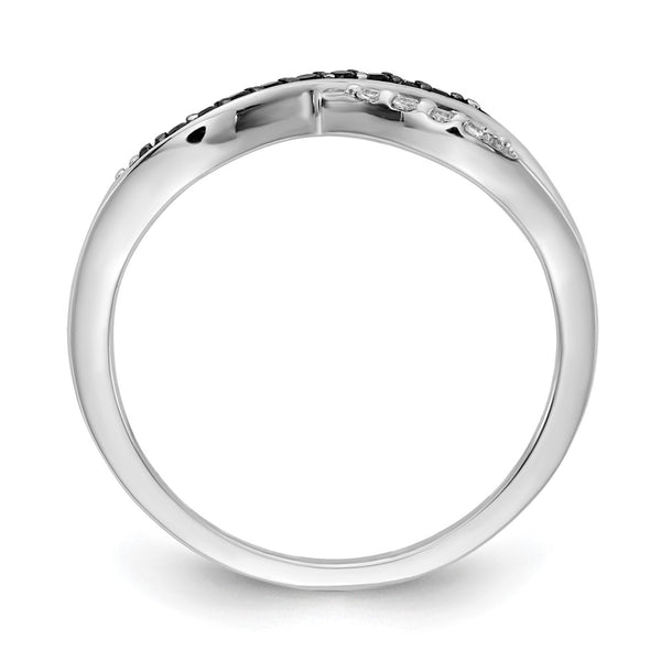 14k White Gold w/ Black and White Diamond Crisscross Ring