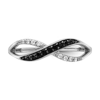 14k White Gold w/ Black and White Diamond Crisscross Ring