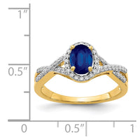 14k Diamond and Sapphire Oval Halo Ring