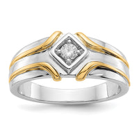 14k Two-tone Diamond Mens Ring