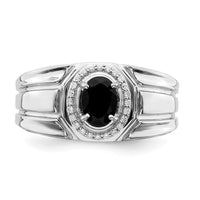 14k Onyx and Diamond Mens Ring