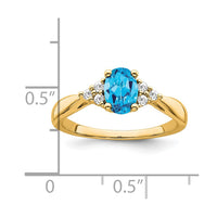 14k Blue Topaz and Diamond Ring