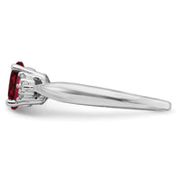 14k White Gold Created Ruby and Diamond Ring