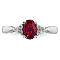 14k White Gold Created Ruby and Diamond Ring