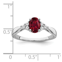 14k White Gold Created Ruby and Diamond Ring