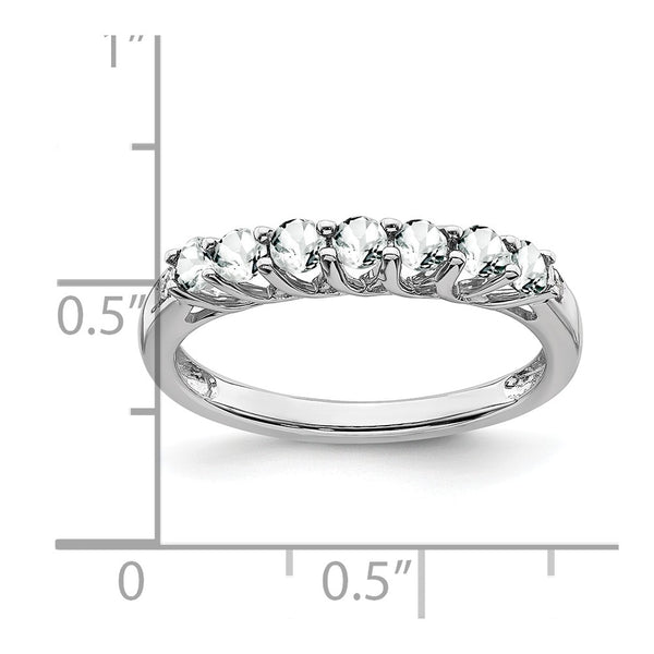14k White Gold White Topaz and Diamond 7-stone Ring