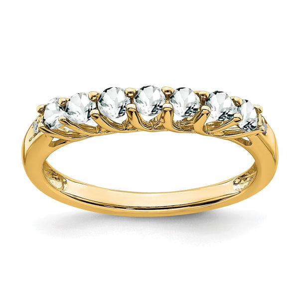 14k White Topaz and Diamond 7-stone Ring