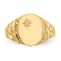 14k 9.0x11.0mm Closed Back AAA Diamond Signet Ring