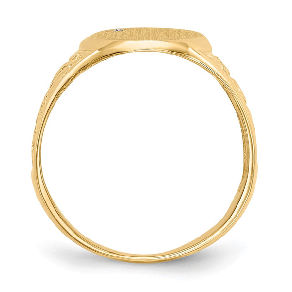 14k 11.0x15.0mm Open Back AAA Diamond Mens Signet Ring