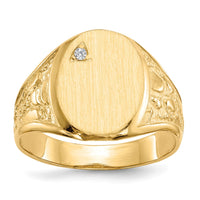 14k 11.0x15.0mm Open Back VS Diamond Mens Signet Ring