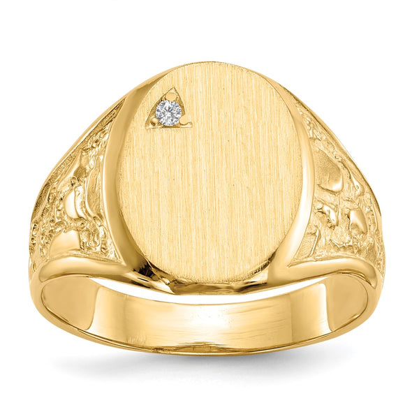 14k 11.0x15.0mm Open Back VS Diamond Mens Signet Ring