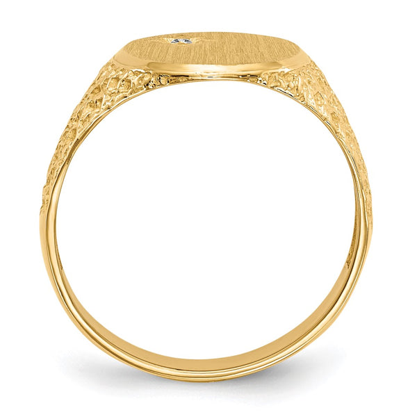 14k 12.0x16.0mm Open Back A Diamond Mens Signet Ring