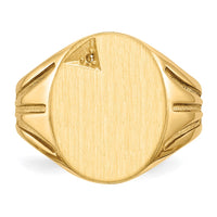 14k 14.0x16.0mm Open Back Diamond Mens Signet Ring Mounting