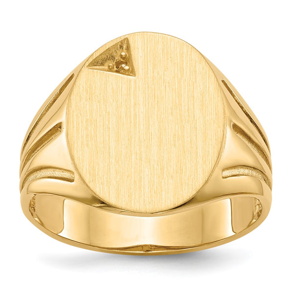 14k 14.0x16.0mm Open Back Diamond Mens Signet Ring Mounting
