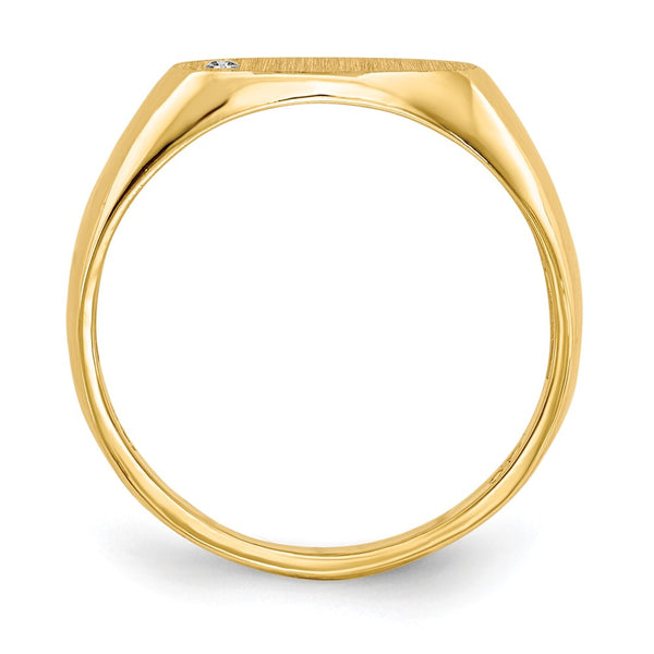 14k 11.0x6.5mm AAA Diamond Open Back Signet Ring