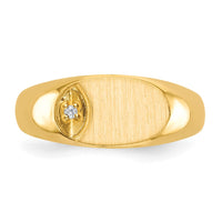 14k 11.0x6.5mm AAA Diamond Open Back Signet Ring