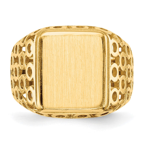 14k 11.5 x 13.5mm Open Back Mens Signet Ring