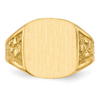 14k 14.0x12.5mm Closed Back Mens Signet Ring