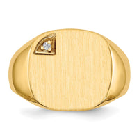 14k 15.0x15.0mm Closed Back AAA Diamond Mens Signet Ring