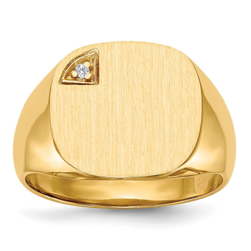 14k 15.0x15.0mm Closed Back AAA Diamond Mens Signet Ring