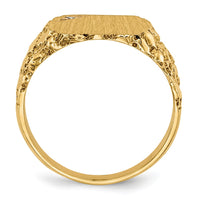 14k 11.5x10.0mm A Diamond Closed Back Signet Ring