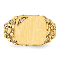 14k 11.5x10.0mm A Diamond Closed Back Signet Ring