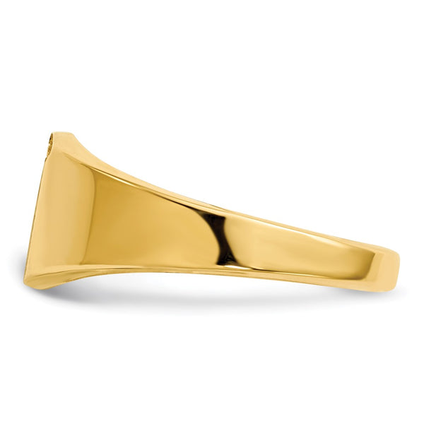 14k 7.0x8.0mm Closed Back AAA Diamond Signet Ring