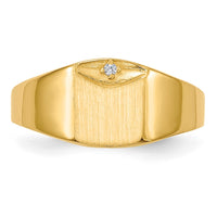 14k 7.0x8.0mm Closed Back AAA Diamond Signet Ring