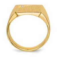 14k 13.0x14.0mm Closed Back A Diamond Mens Signet Ring