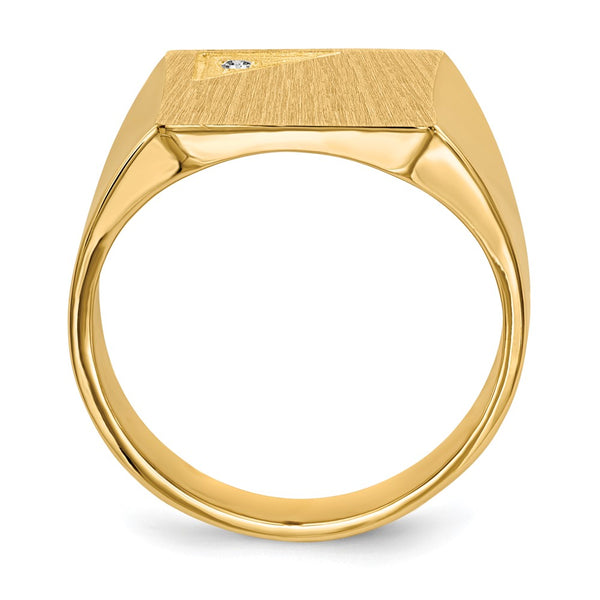 14k 13.0x14.0mm Closed Back AAA Diamond Mens Signet Ring