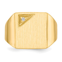 14k 13.0x14.0mm Closed Back AAA Diamond Mens Signet Ring