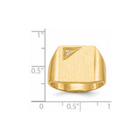 14k 13.0x14.0mm Closed Back AAA Diamond Mens Signet Ring
