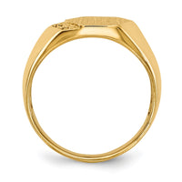 14k 11.5x11.5mm Open Back Diamond Mens Signet Ring Mounting