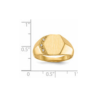 14k 11.5x11.5mm Open Back VS Diamond Mens Signet Ring