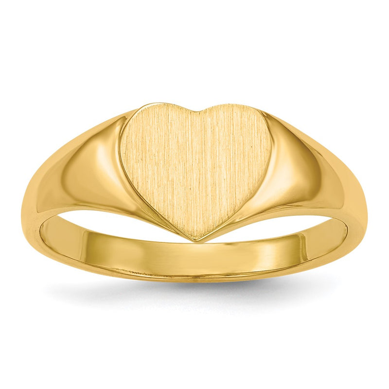 14k 8.5x7.5mm Open Back Heart Signet Ring
