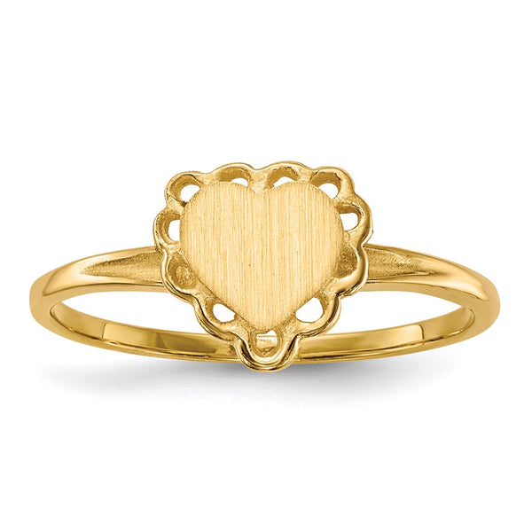 10k 6.5x6.0mm Open Back Heart Signet Ring