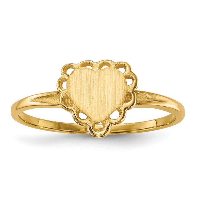 10k 6.5x6.0mm Open Back Heart Signet Ring