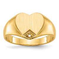 14k .005ct. Diamond Closed Back 9.0x9.0mm Heart Signet Ring Mounting