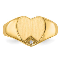14k .005ct. Diamond Closed Back 9.0x9.0mm Heart Signet Ring