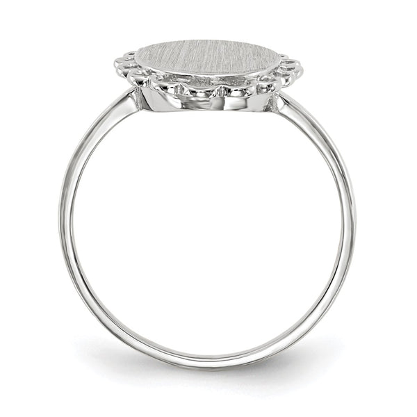 14k White Gold 9.0x11.5mm Open Back Signet Ring
