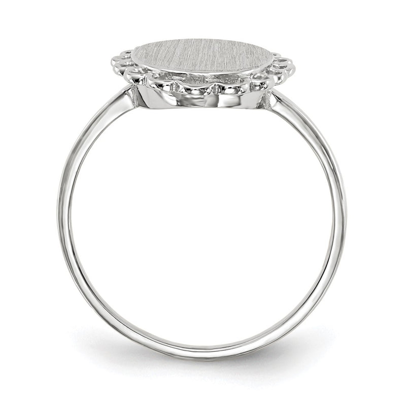 14k White Gold 9.0x11.5mm Open Back Signet Ring