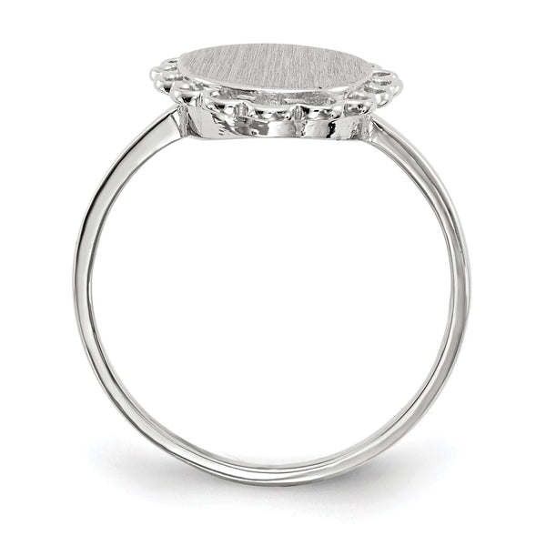 14k White Gold 8.5x9.0mm Open Back Signet Ring