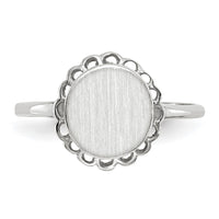 14k White Gold 8.5x9.0mm Open Back Signet Ring