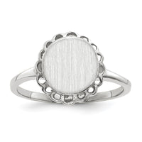 14k White Gold 8.5x9.0mm Open Back Signet Ring