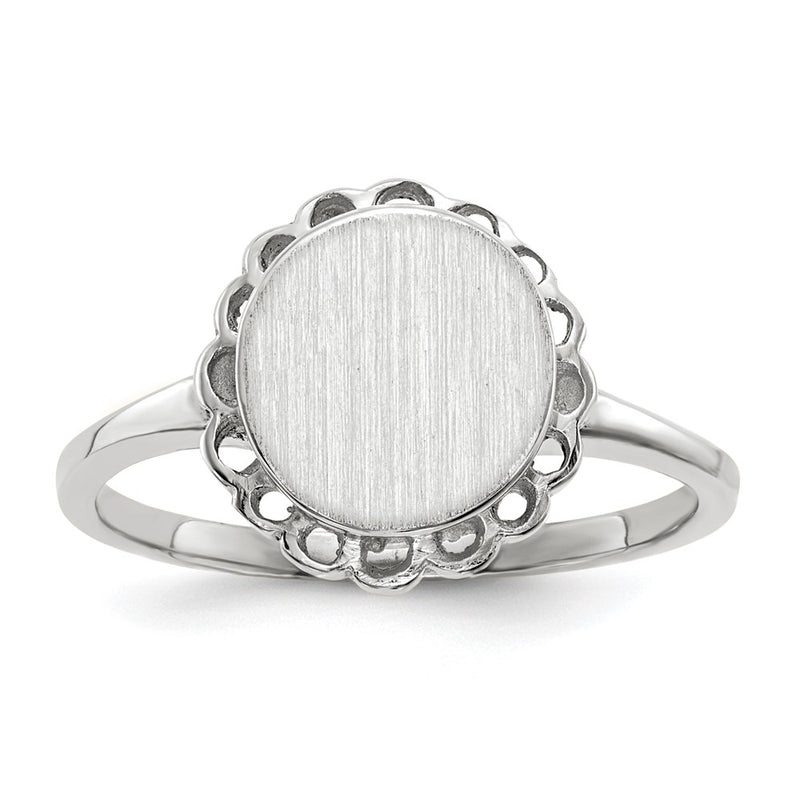 14k White Gold 8.5x9.0mm Open Back Signet Ring