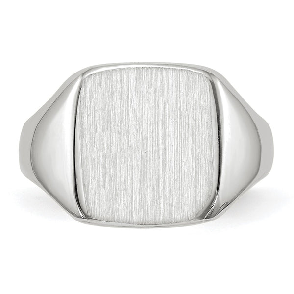 14k White Gold 10.5x11.0mm Closed Back Signet Ring