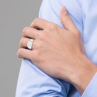 14k White Gold 8.5x9.5mm Open Back Signet Ring